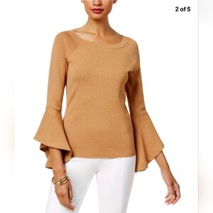 INC International Concepts Womens Plus Ruffled Sleeve Knit Sweater Size 2X